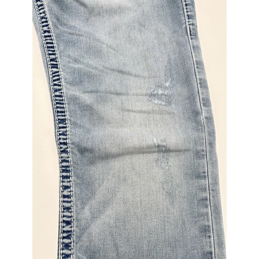 True Religion World Tour Section Slim Seat Jeans Light Wash Size 32 Y2K